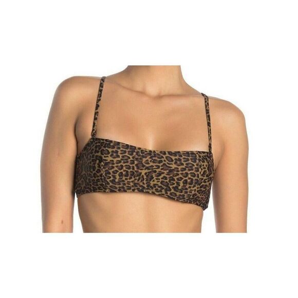 B-490 KENDALL AND KYLIE Bandeau Top High Waist bottom bikini set LEOPARD sz M - Picture 1 of 1
